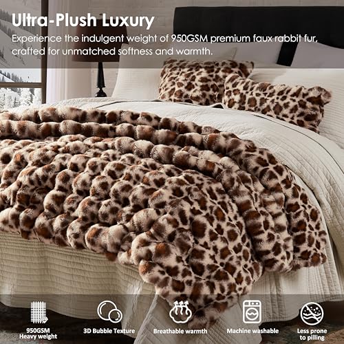 WDCOZY Deer Fawn Animal Print Bubble Throw Blanket - Queen 90x90 Inches