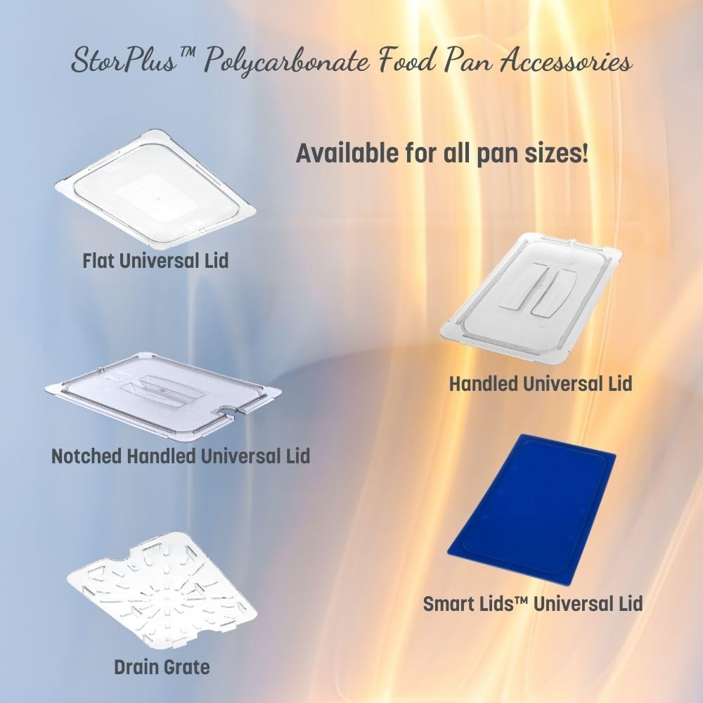 Carlisle FoodService Products StorPlus Smart Lid, Cover for 1/6 Size Food Pans, 6.78" x 6.38" x 0.5", 6 Count, Blue