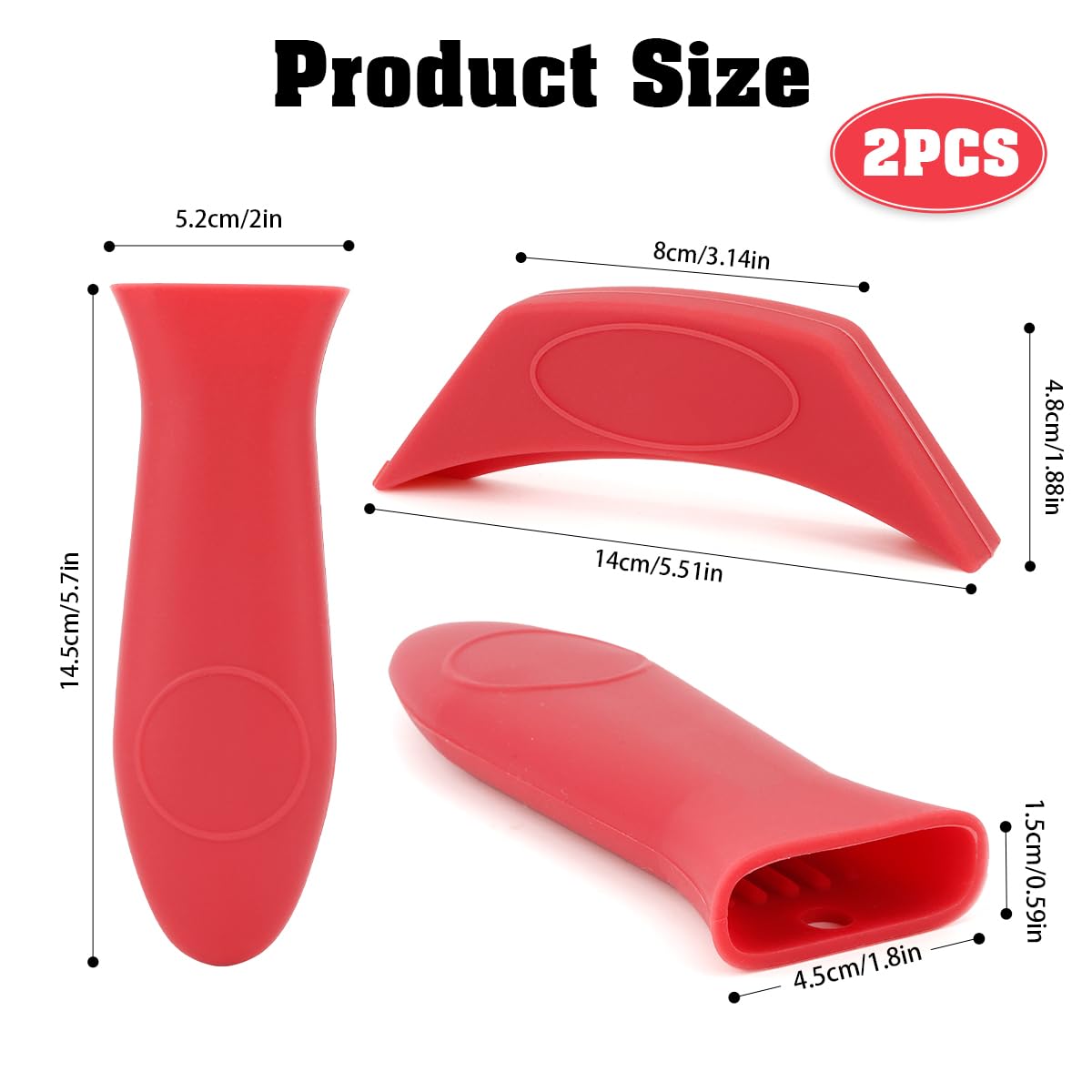 Cast Iron Handle Cover Silicone Pot Holders 2PCS Cast Iron Skillet Handles Cover Heat Resistant Silicone Hot Handle Holder Cast Irons Handless Sleeve for Frying Pan Cast Irons Skillet Griddle Cookware