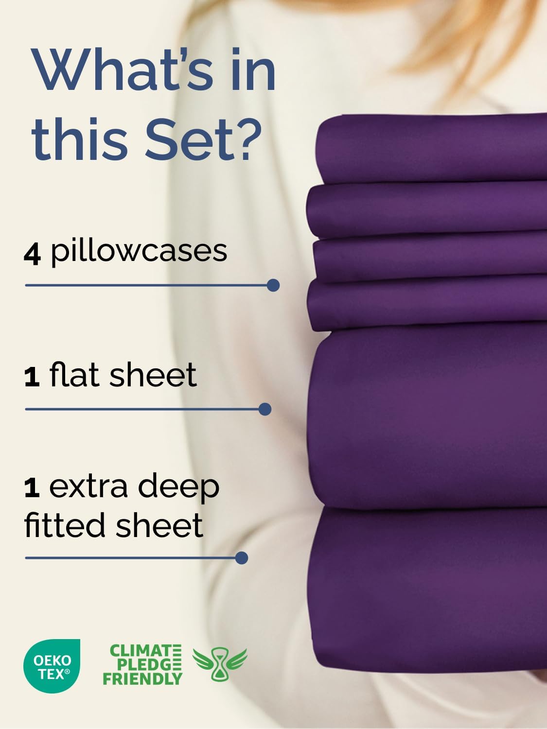 Skiennix Extra Deep Full Sheet Set - 6-Piece Breathable Cooling Bedding - Soft, Wrinkle-Free Purple