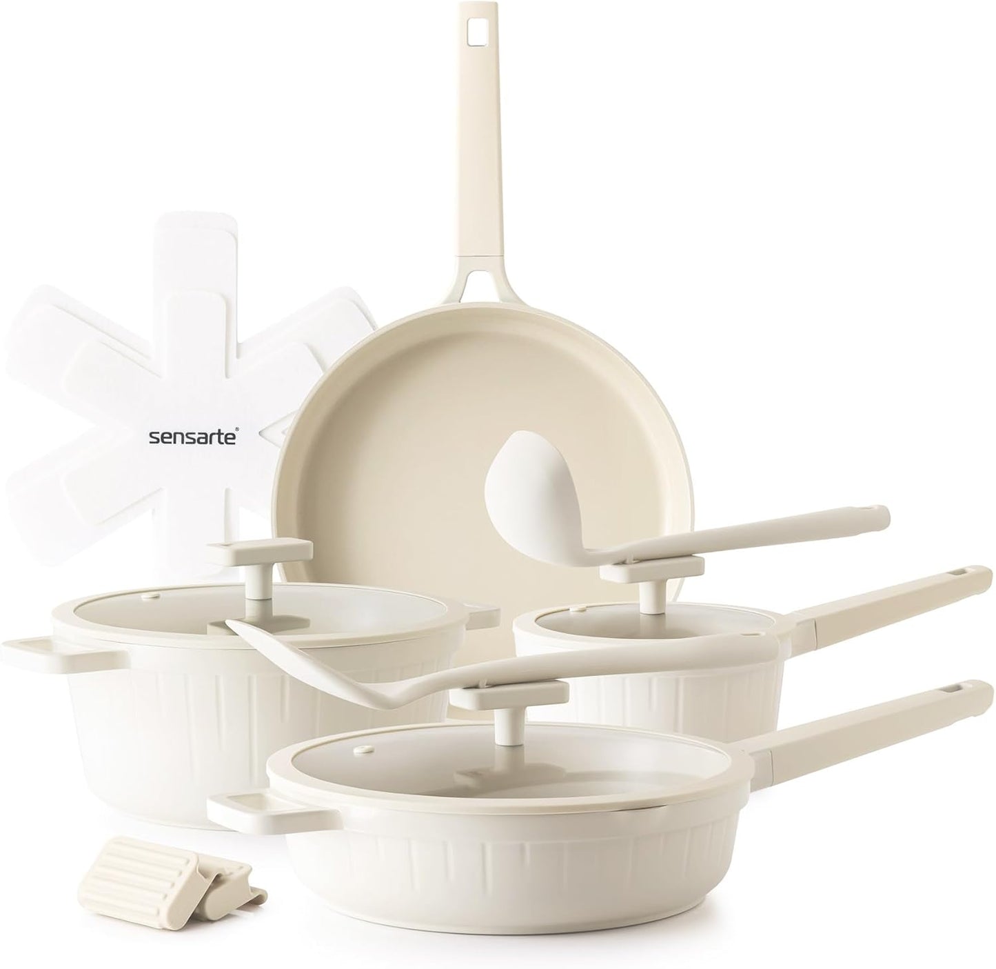 SENSARTE Ceramic Cookware Set - 14 Pcs Non-Toxic Nonstick Pots & Pans | Dishwasher Safe & Induction Ready
