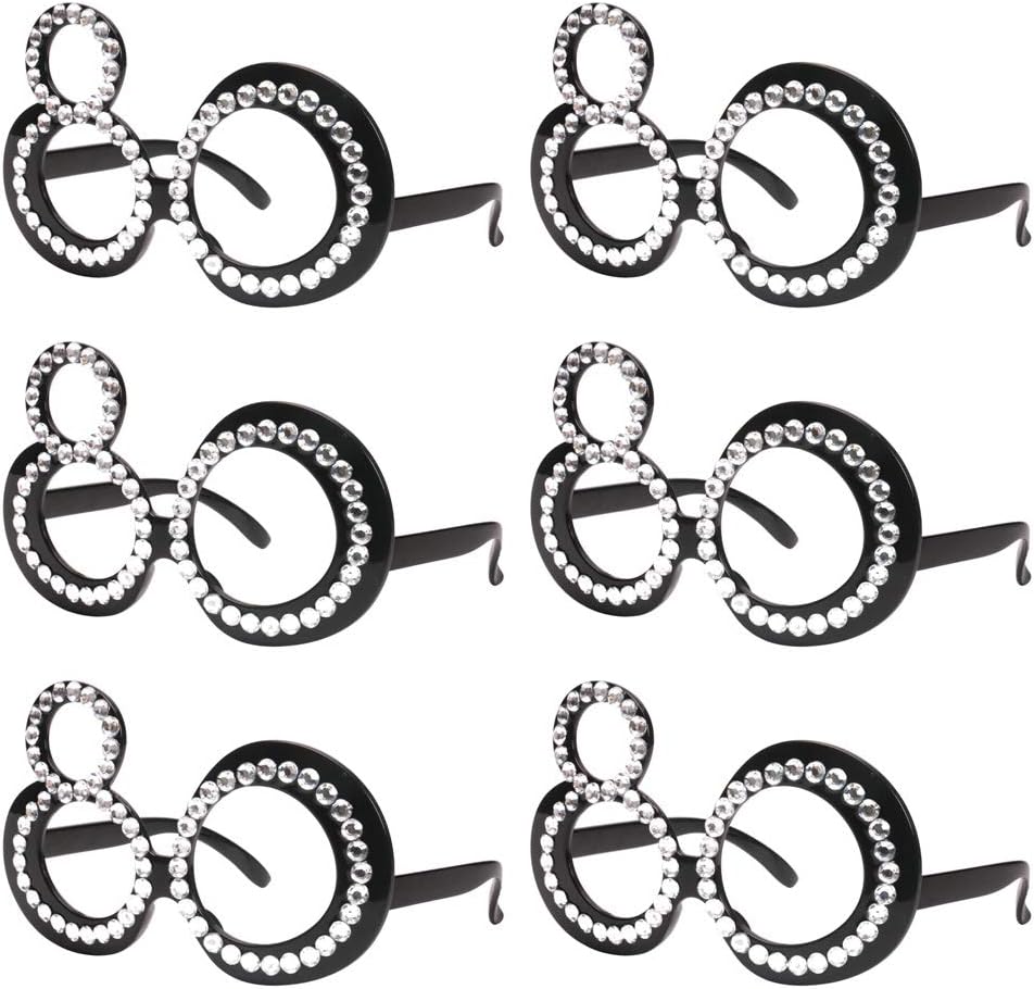 Ocean Line 80th Birthday Glasses - Funny Photo Booth Props | Novelty Eyewear for Kids & Adults, 6 Pack