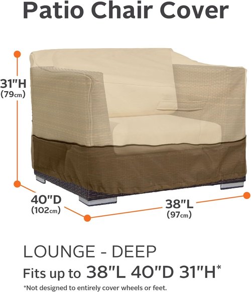 Classic Accessories Veranda Water-Resistant Patio Lounge Chair Cover - 38 Inch, 4 Pack, Durable Protection