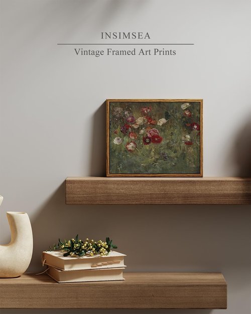InSimSea Framed Wall Art - Floral Scenic Oil Painting Canvas Print for Rustic Home Decor - 8x10in/20x25cm