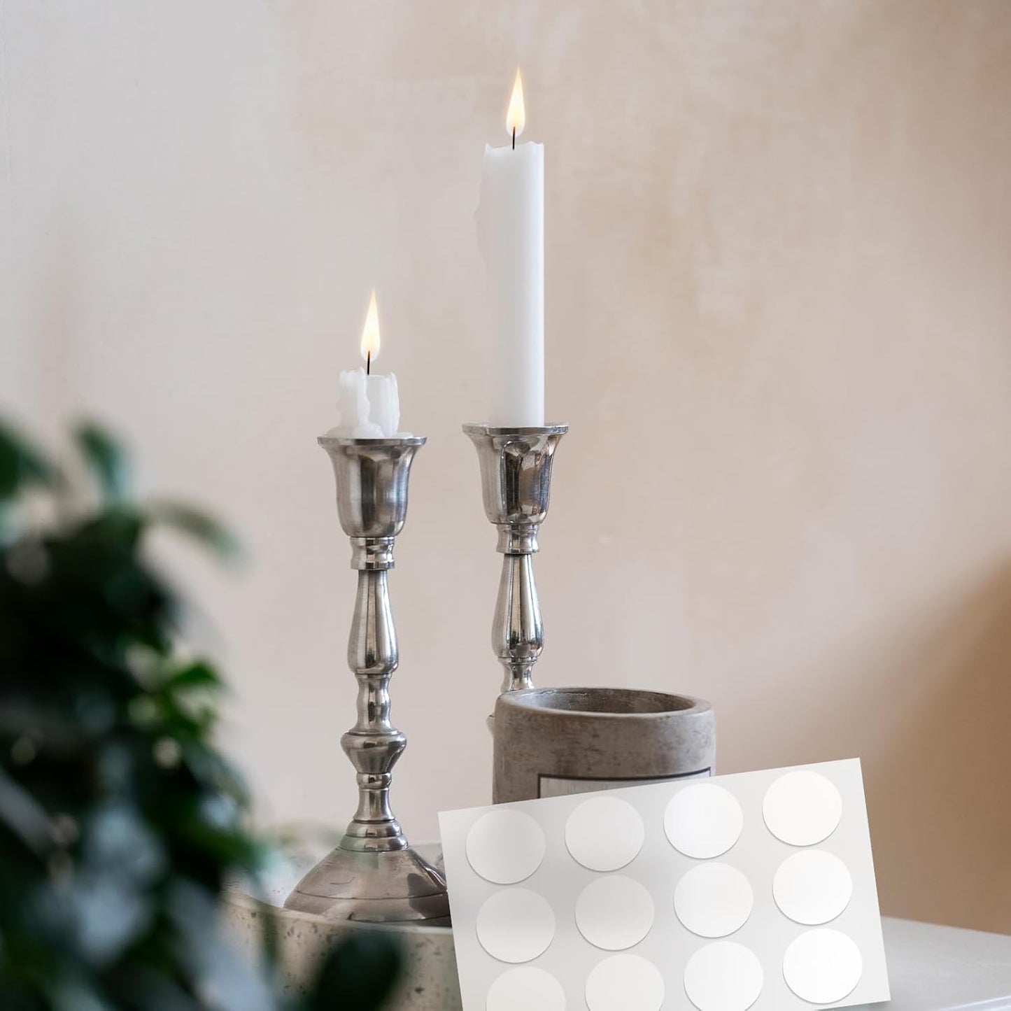 Skiennix Candle Adhesive | 72Pcs Stay Put Sticky Dots for Taper Candles Holders - White