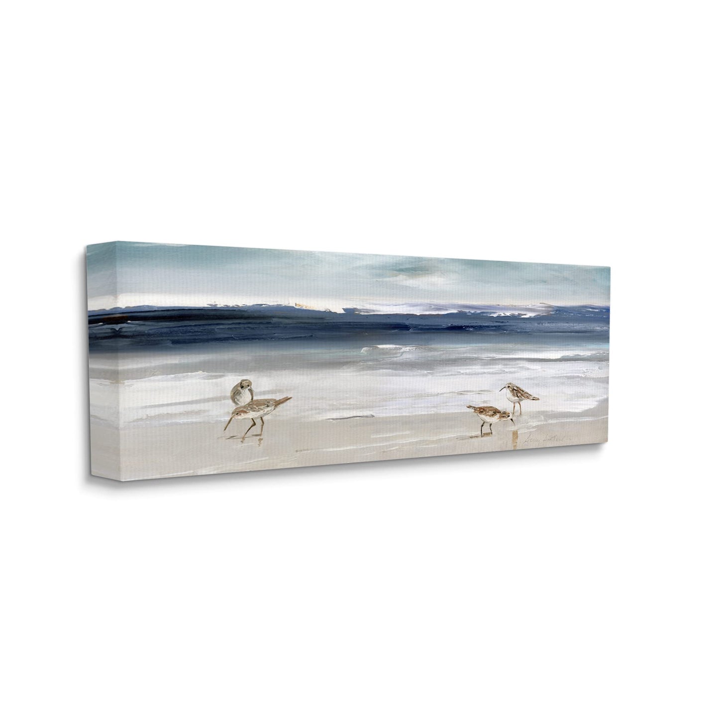 Stupell Industries 'Sandpipers Grazing Sea Shore', Canvas Art, 48 x 20 Inches, Easy to Hang and Sturdy, Made in USA, by Sally Swatland