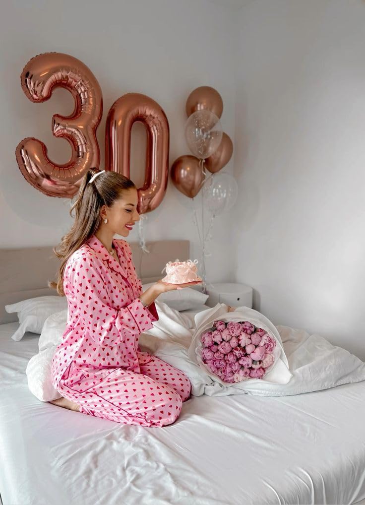 Rose Gold Number Balloons by [Brand Name] - 40 Inch Large Birthday Decorations for 12 & 21 Year Olds