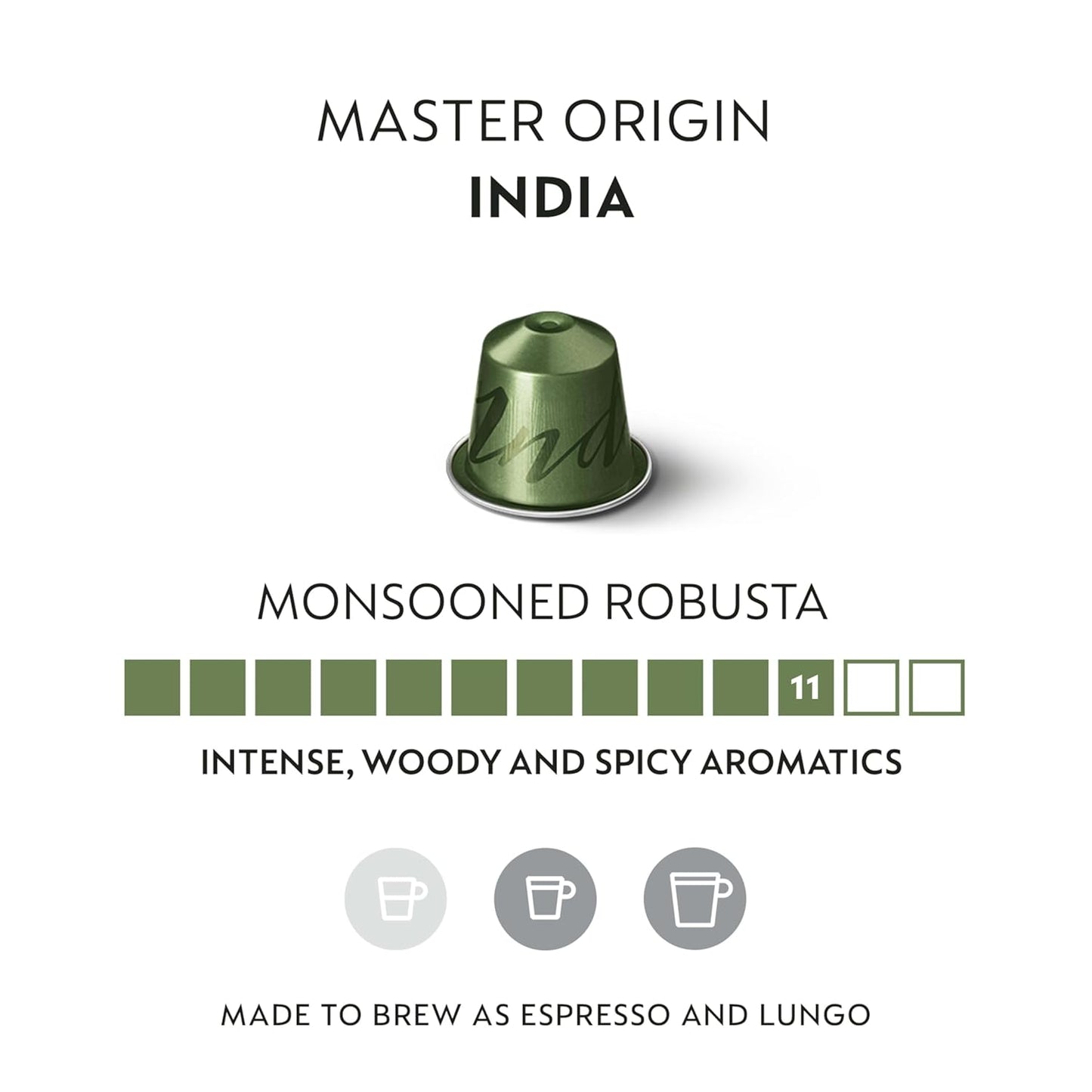 Nespresso India Master Origin Dark Roast Coffee Capsules - 50 Count Pods for Rich Flavor