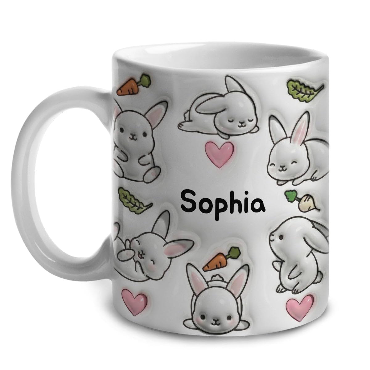 Lotacy Personalized Bunny Coffee Mug Cup With Name, Custom Bunny Lovers Gifts