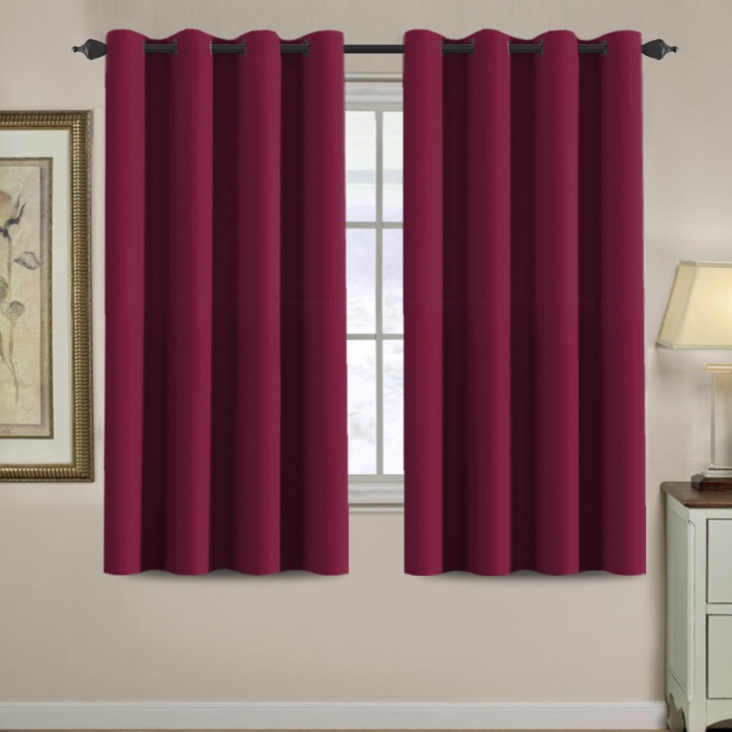 Blackout Curtains 52x63 Inch - Ultra Soft Thermal Insulated Grommet Panel for Living Room & Bedroom