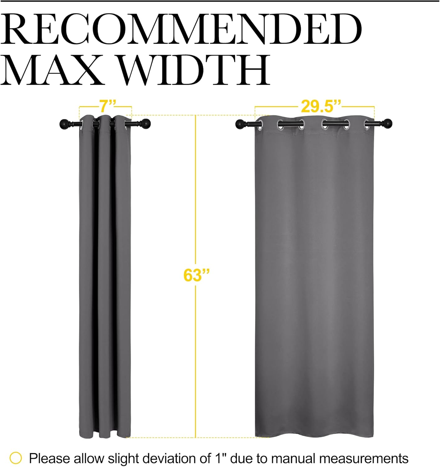 NICETOWN Grey Blackout Curtain Panels - Thermal Insulated Grommet Drapes (2 Panels, W34 x L63)