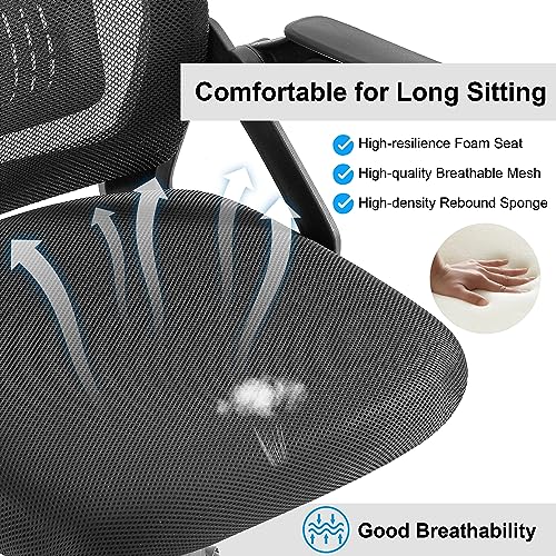 VECELO Mid-Back Mesh Ergonomic Office Chair with Adjustable Arms - Black