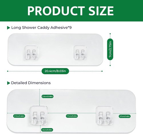 FGSAEOR Shower Caddy Adhesive Replacement Strips - Heavy Duty Waterproof Sticky Hooks | No Drilling Wall Mount for Bathroom & Kitchen Storage