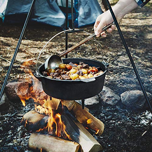 6 Qt Cast Iron Dutch Oven with Lid, Skillet, Tote & Accessories for Camping