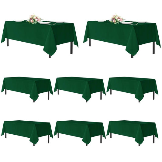 sancua Tablecloths for 6 Foot Rectangle Tables, 8 Pack - Washable Polyester Fabric Table Cloth for Chirstmas Party, Birthday, Banquet Reception, 54x108 Inch Hunter Green