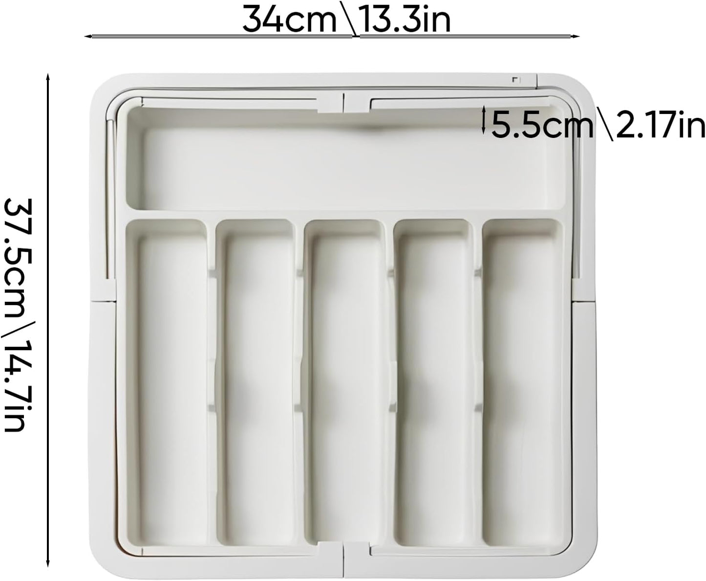 SakerPlus Expandable Drawer Organizer - Adjustable Kitchen Tray for Cutlery & Utensils | Silver Finish