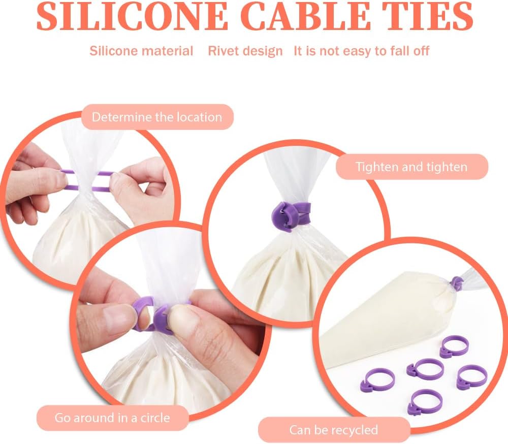 Skiennix 24 Inch Extra Large Disposable Piping Bags - 50 Pack Heavy Duty Icing Bags for Cake Decorating