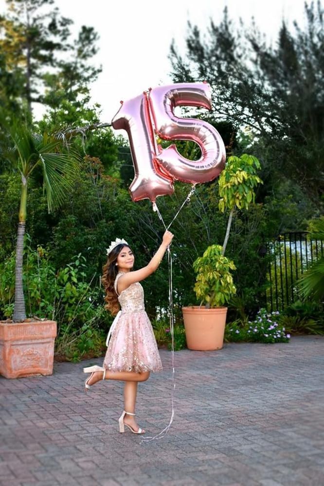 Skiennix 40-Inch Balloon Numbers - Big Pink 5th Birthday Decorations & Wedding Photo Shoot Decor
