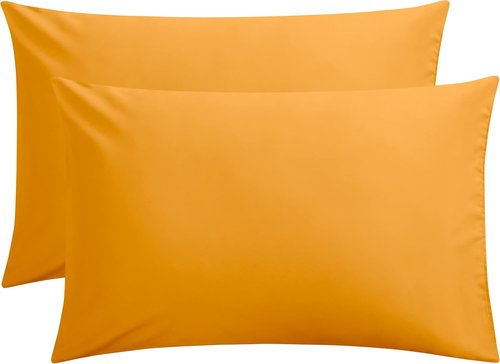 FLXXIE Pillow Cases - Soft Microfiber Queen Pillow Covers | Wrinkle Resistant, 2-Piece Set, 20x30, Ginger Yellow