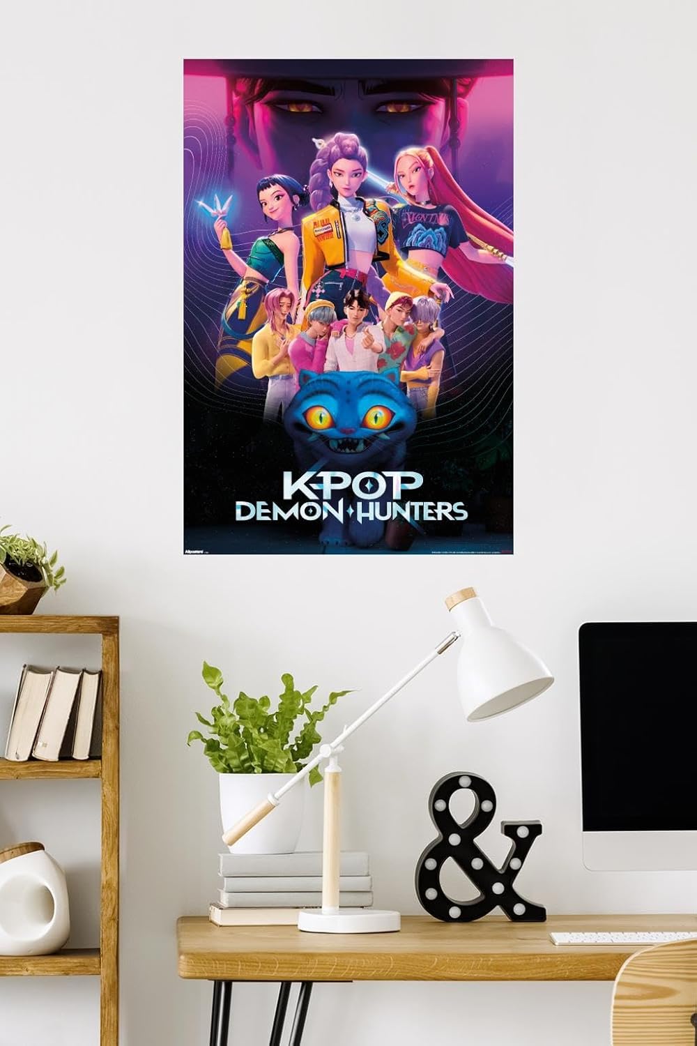Netflix KPop Demon Hunters Wall Poster - Premium 34L x 22.4W Mount Bundle