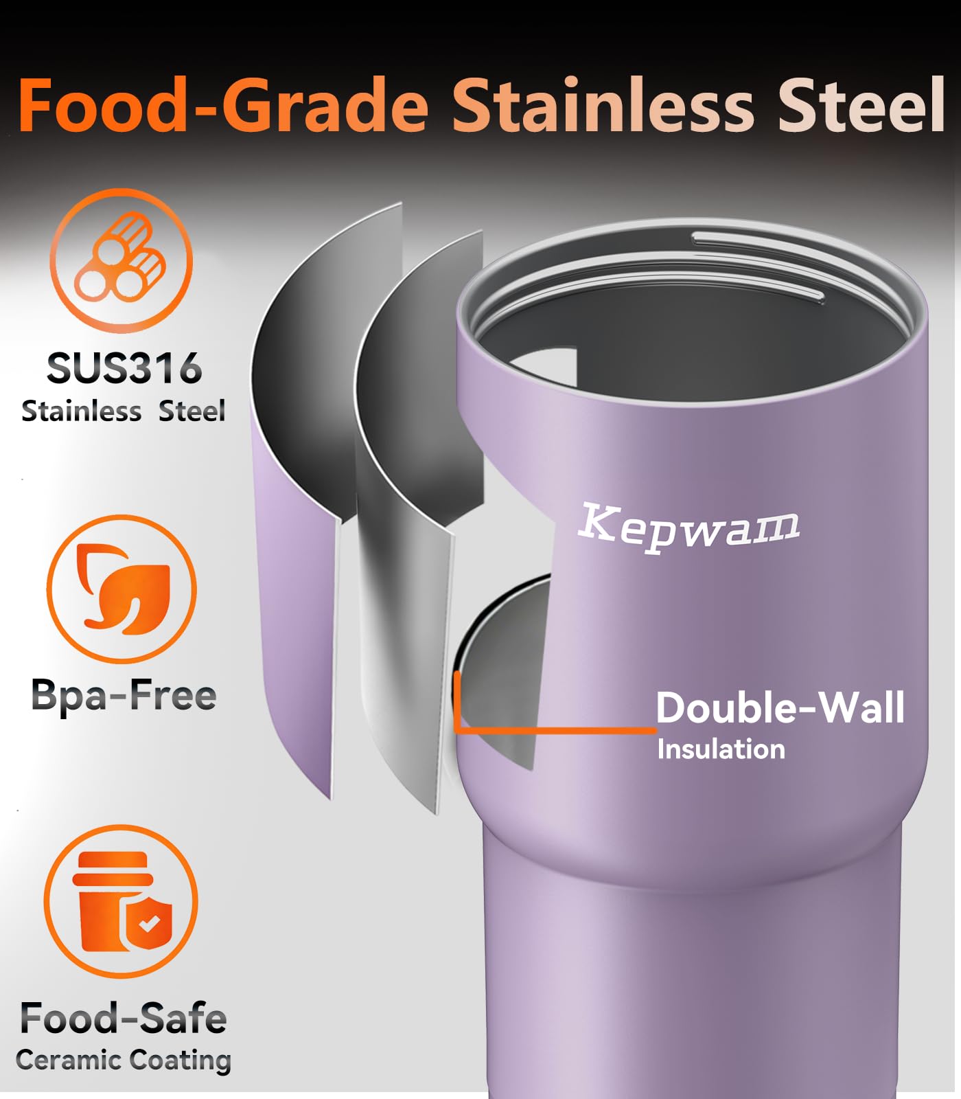 Kepwam Smart Tumbler T3 –20oz Self-Heating Travel Mug Ultra-Long Battery Life, App-Controlled Heated Coffee Mug, Stainless Steel Tumbler, Coffee Warmer Mug for Outdoor Fits Car Cup Holders