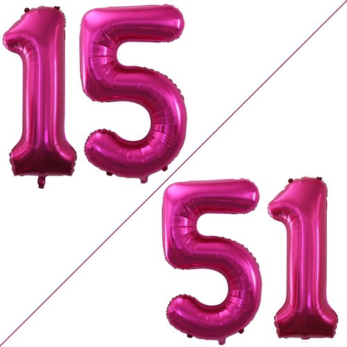 GOER Jumbo Number 15 Balloons - 42 Inch Bright Peach Foil Helium Decorations for Sweet 15 Party