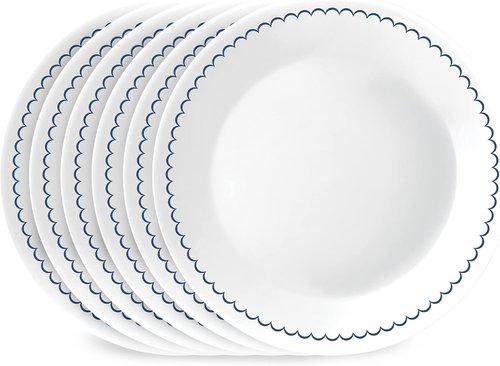 Corelle 6-Piece Lunch Plates Set - 8.5" Vitrelle Glass, Lightweight & Scratch Resistant | Caspian Color