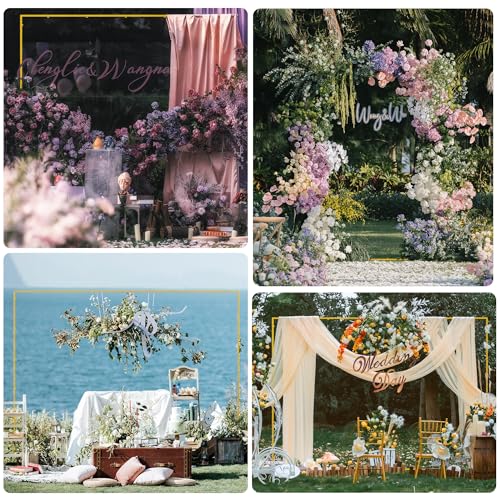 8FT x 8FT Square Wedding Arch Backdrop Stand Gold Metal Frame - Wedding Decor
