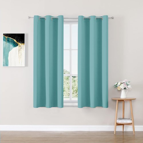 ChrisDowa Blackout Curtains - Thermal Insulated Grommet Room Darkening Panels, Aqua, 42 x 63 Inch (2 Panels)