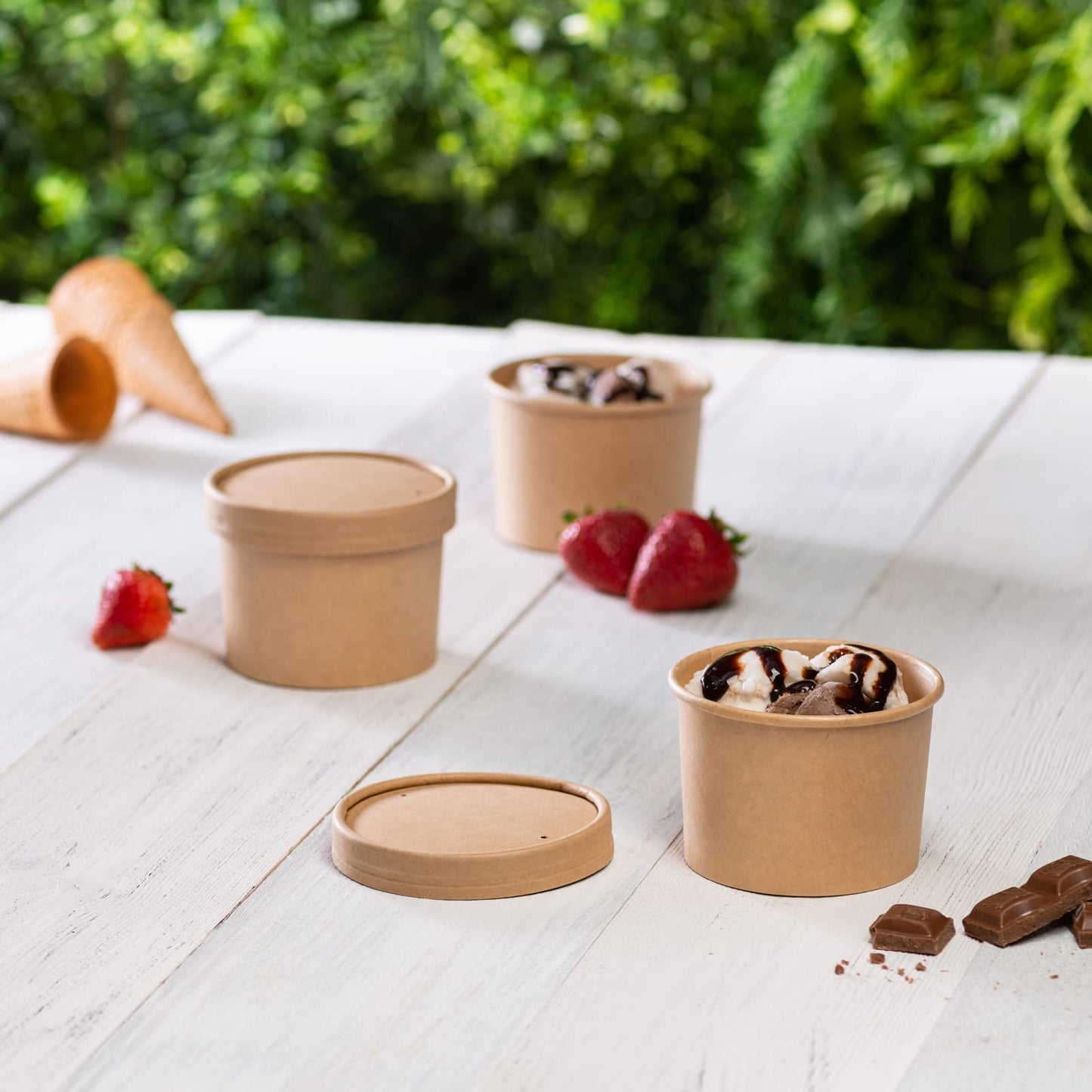 GUSTO 12 oz. Kraft Paper Food Containers with Vented Lids - [50 Count] To Go Hot Soup Bowls, Disposable Ice Cream Cups, Ideal for Hot and Cold Foods - (Formerly Comfy Package)