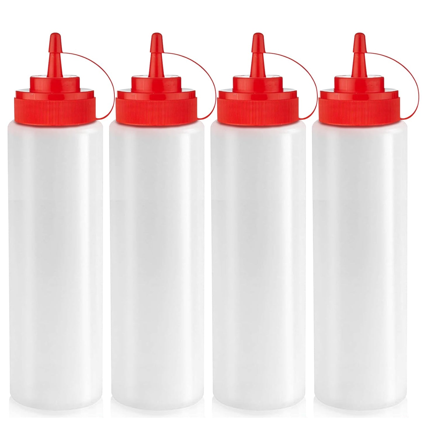 Norcalway 24 oz Large Condiment Squeeze Bottles for Sauces - Leak Proof - 4 Pack (XL)