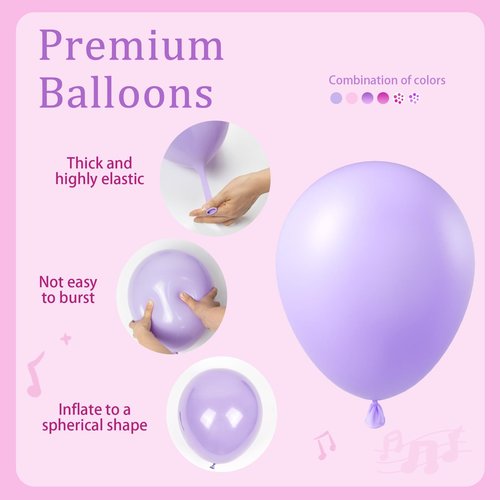 61pcs Pink and Purple Balloons, 12 Inch Purple Pink Confetti Balloons, Metallic Balloon with Ribbon for Bridal Baby Shower Wedding Women Birthday Party Decorations
