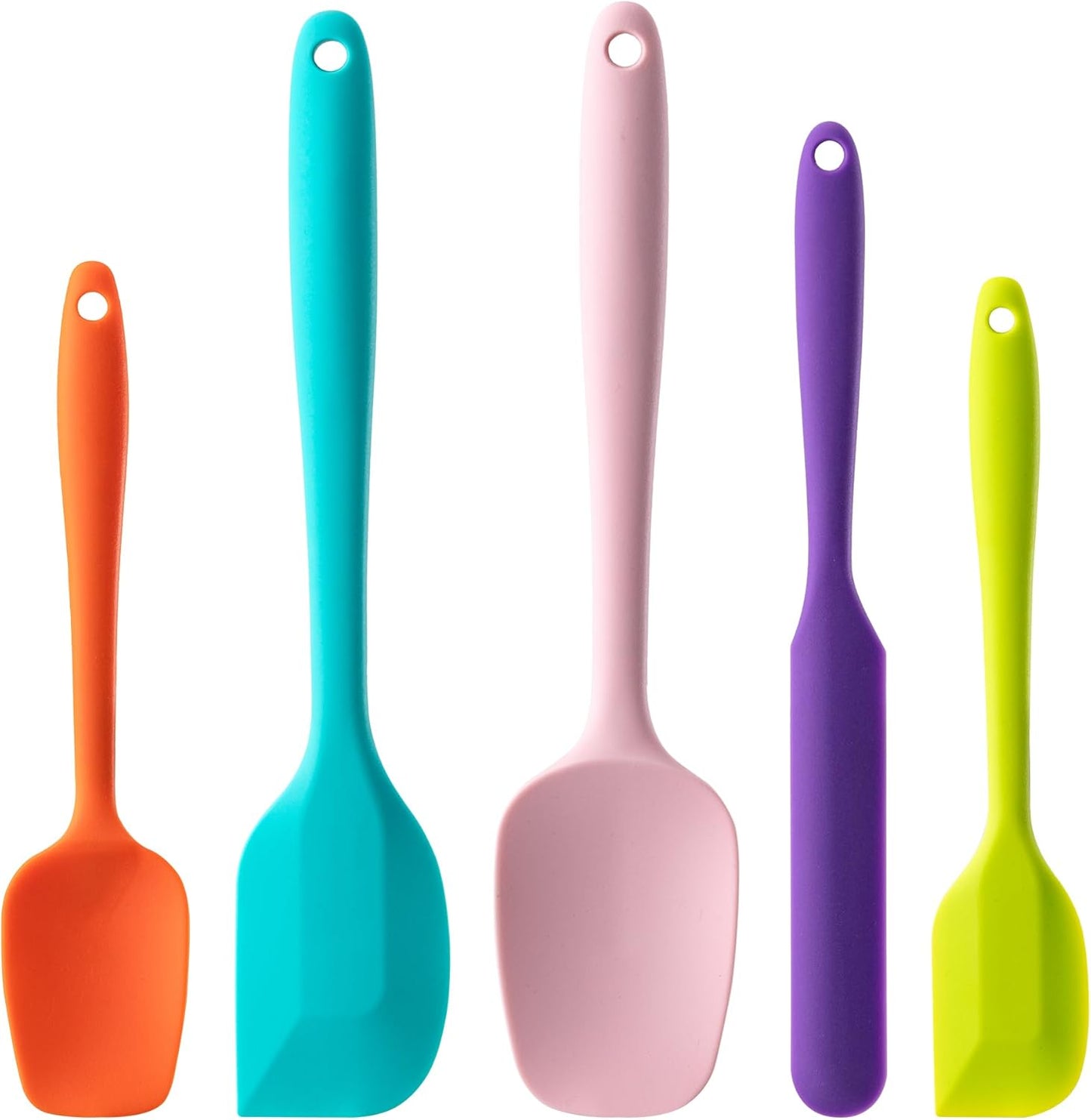 Skiennix Silicone Spatula Set - 5 Piece Food Grade Rubber Spatulas | High Heat Resistant, BPA-Free, Dishwasher Safe (Multicolor)