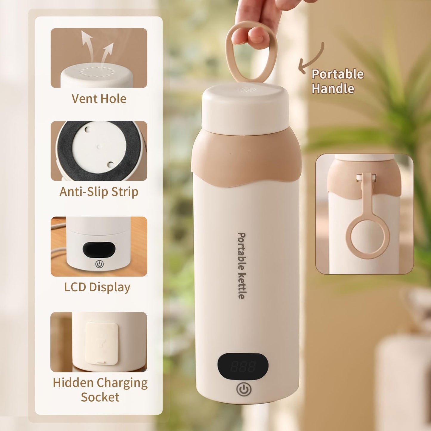 Travel Mini Electric Tea Kettle Small, 6 Temper Controls Portable Kettle for Travel with Stainless Steel, Auto Shut-Off and Quickly Portable Water Boiler For Tea & More