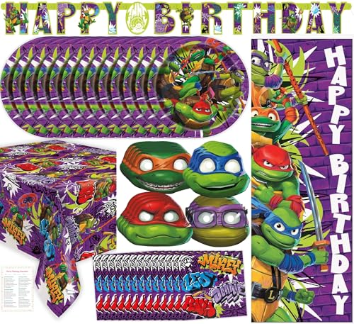 Teenage Mutant Ninja Turtles Party Supplies Set - Plates Napkins Banner & More