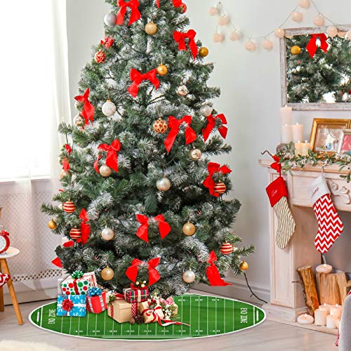 Blueangle 35.4 Inch American Football Field Christmas Tree Skirt - Soft Polyester Holiday Decor
