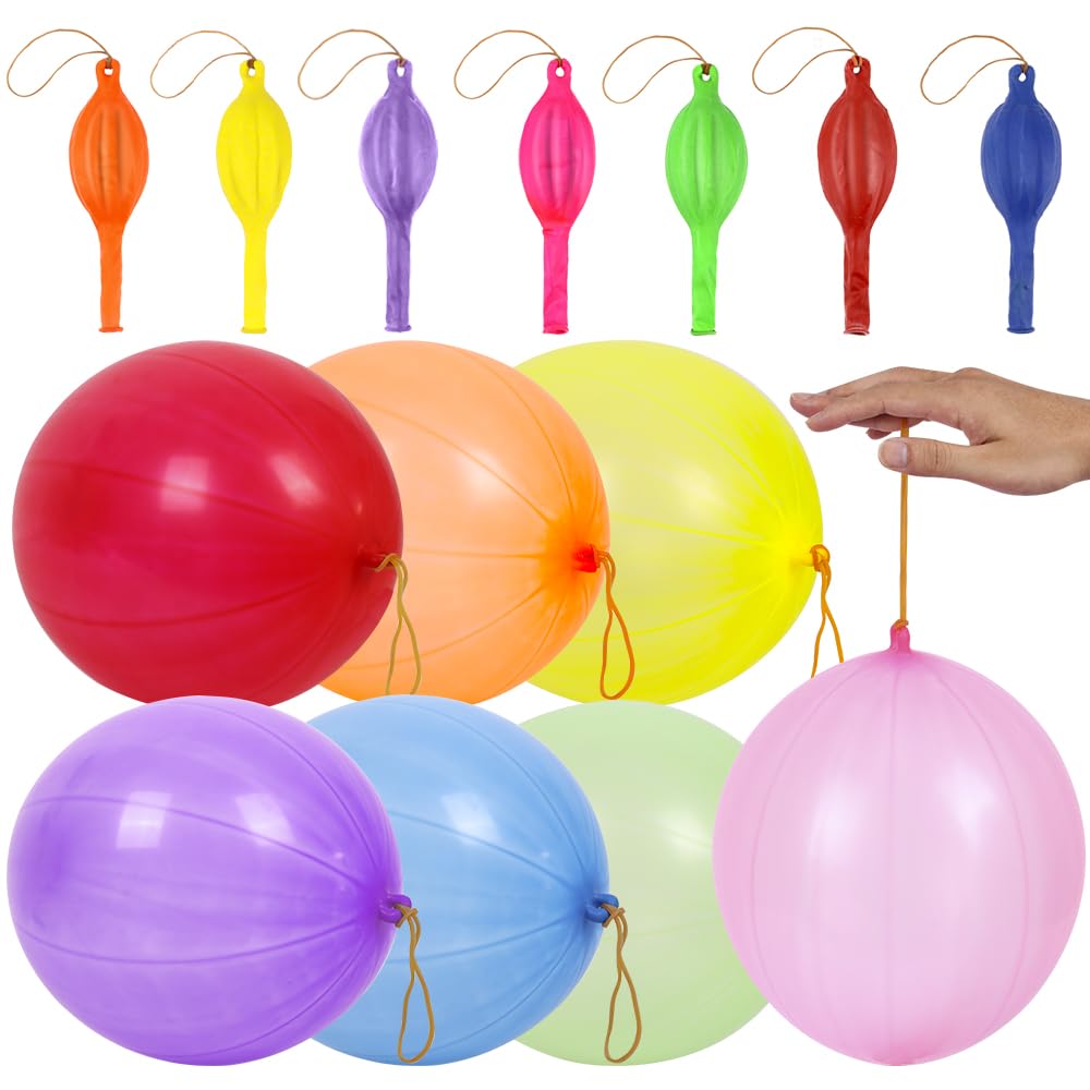 rubfac 25Pcs Punch Balloons, Party Favors for Kids, Thickened Heavy Duty Neon Punching Bouncy Balloon for Birthday Party Goodie Bag Stuffers Exciting Outdoor Play Supply