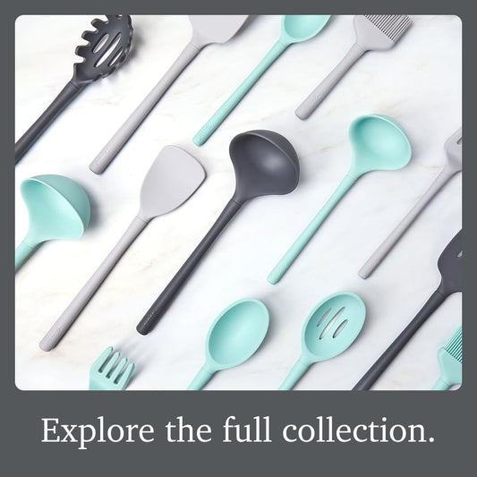 Tovolo Flex Core Small Silicone Ladle Oyster Gray Heat Safe Silicone Soup Ladle BPA Free, Dishwasher Safe Small Kitchen Ladle with Precision Pour Lip for Serving Sauces Soups Gravies