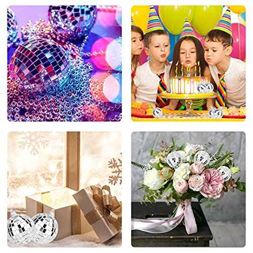Mirror Disco Balls Set - Silver Disco Party Decoration Bright Reflective Mirror Christmas Balls Easy to Hang Suitable for Christmas, Wedding, Family Party Decoration (6)