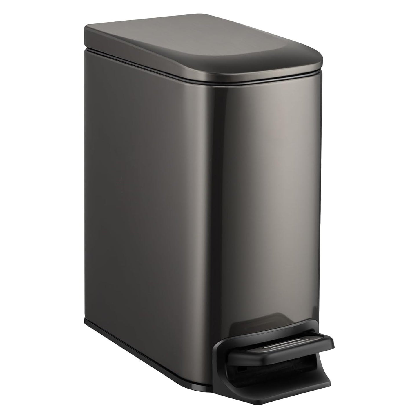 TIPGO Slim Bathroom Trash Can - Soft Close Lid, 6L Stainless Steel with Removable Inner Bucket | Black Gold