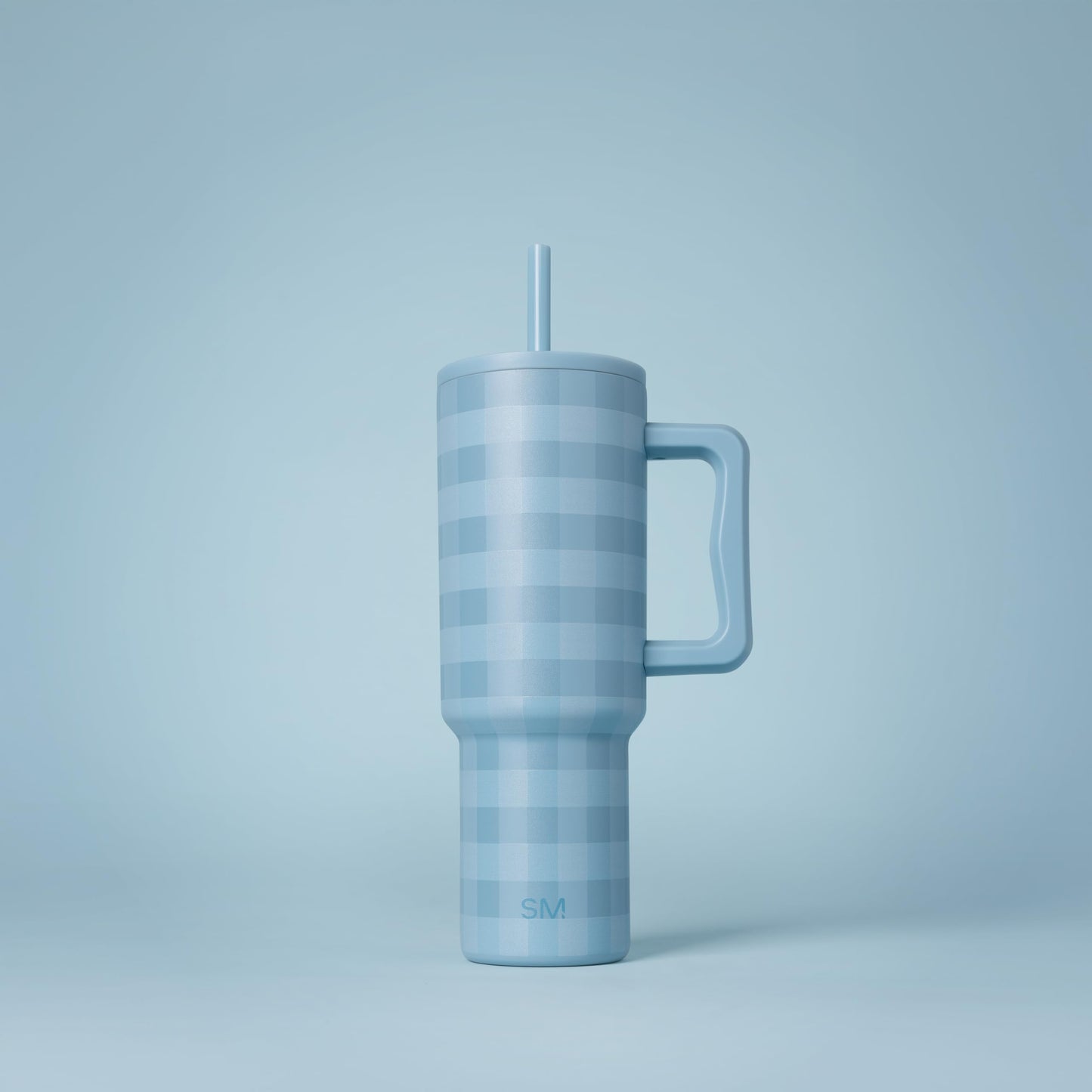 Simple Modern 40 oz Trek Tumbler with Handle and Straw Lid | Cup Holder Friendly Insulated Stainless Steel Travel Mug | Blue Jay Gingham