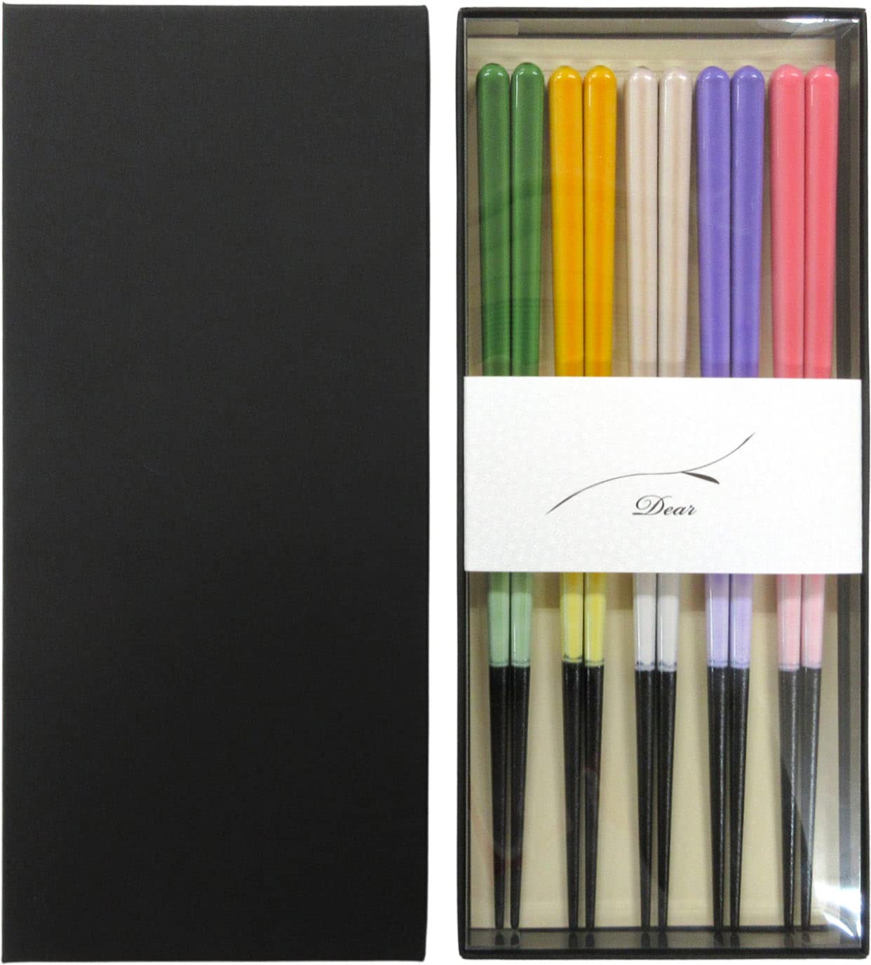 AOBA Handcrafted Authentic Japanese Wooden Chopsticks Set of 5 Pairs in Gift Box: Japanese Pastel Colors [ Dishwasher-safe/ Made in Japan ]