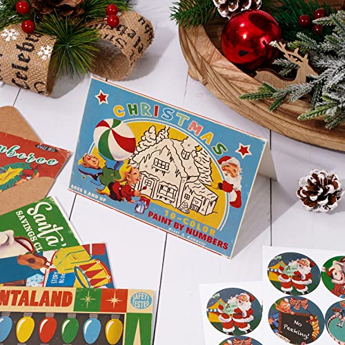 Whaline 40-Pack Retro Christmas Greeting Cards with Kraft Envelopes & Stickers, 4 x 6 in