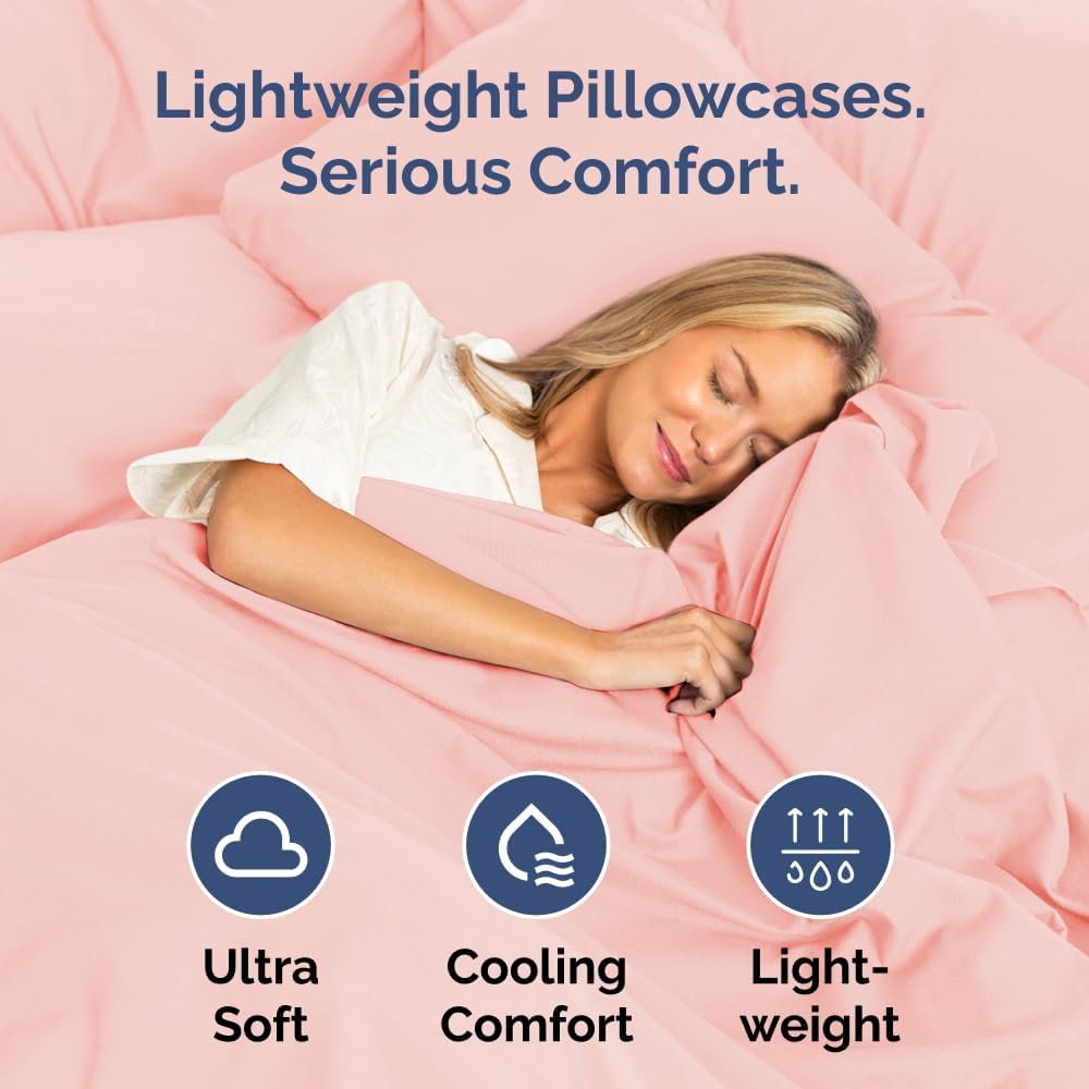 Skiennix Body Pillowcases Set of 4 | Soft, Breathable 20x54 Long Pillow Covers - Comfy & Fade-Free - Machine Washable (Baby Pink)