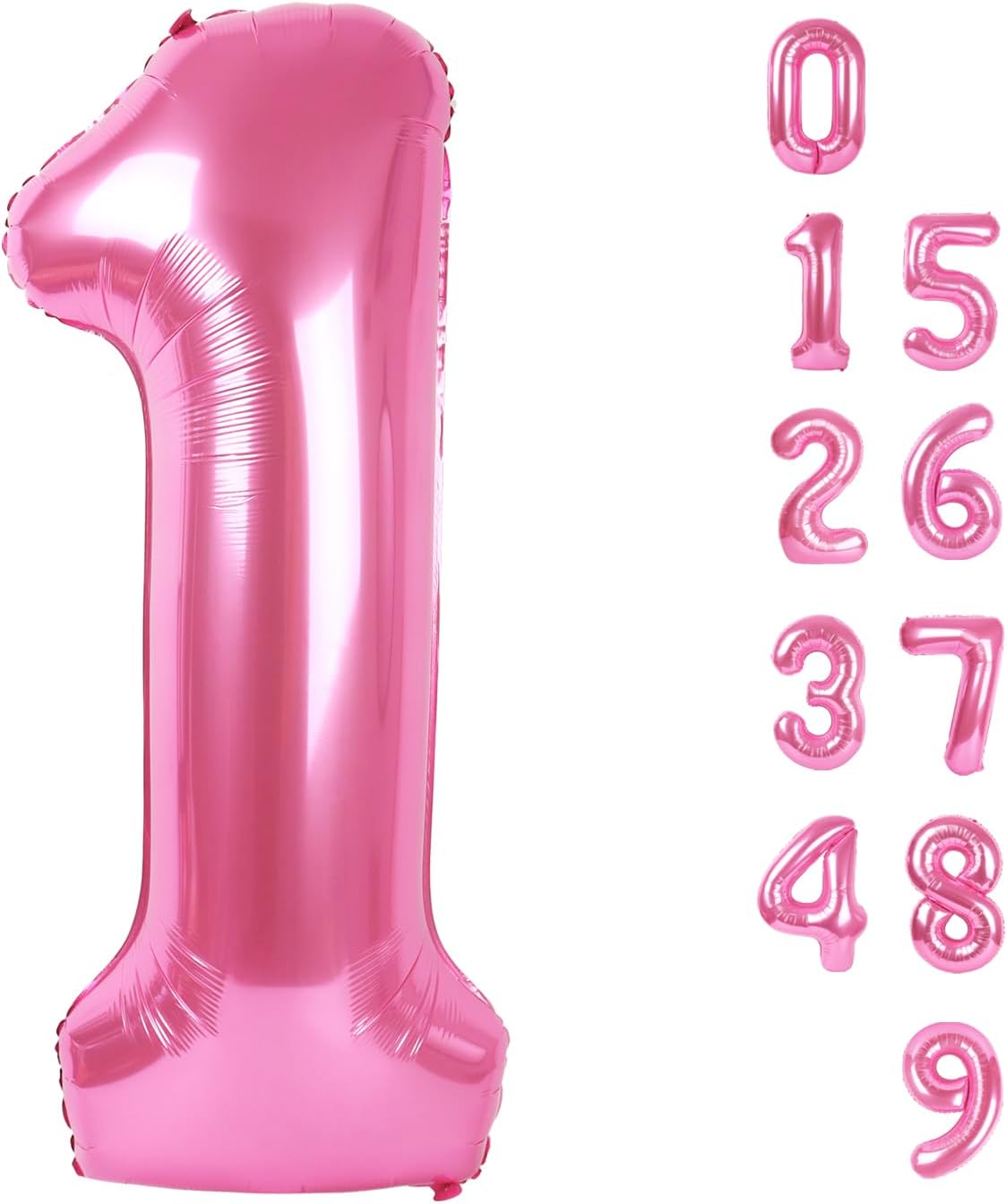 Number Balloons - 40 Inch Pink 1st Birthday Balloons for Girls & Boys | Perfect for Baby Showers & Photo Shoots