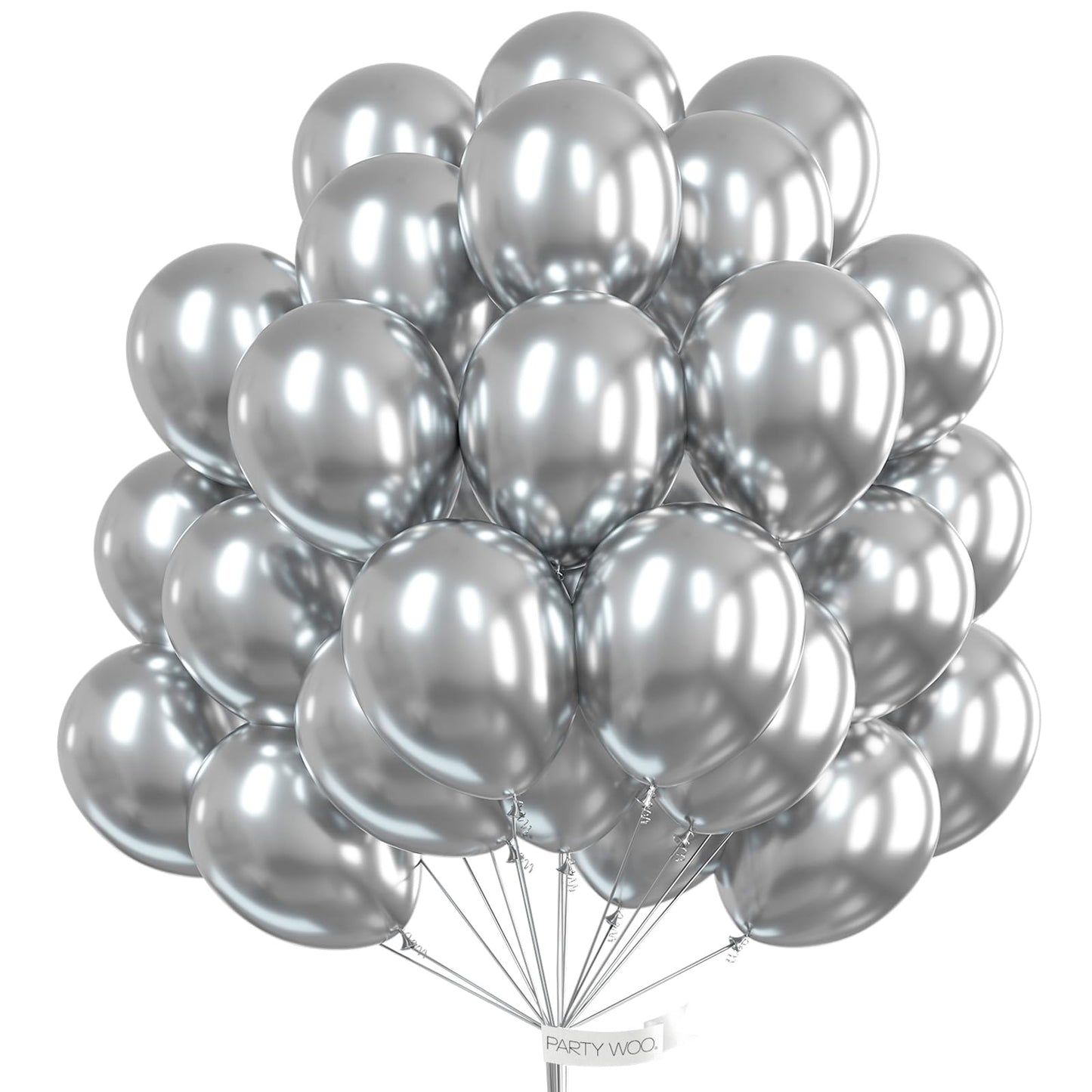 PartyWoo Silver Balloons 100pcs 12 Inch Silver Latex Helium Balloons for Birthday Wedding Anniversary Graduation Bachelorette Engagement Bridal Shower Retirement Party Decorations Silver-G102