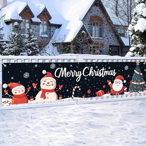 BlissYard Santa Christmas Banner with Snowflakes, 78 x 17 Inches - Festive Holiday Decor - Variation: Santa Christmas Banner#08