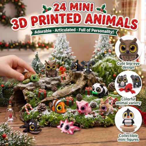 Christmas Advent Calendar for Kids with 24 Mini 3D Animal Figures & Fidget Toys