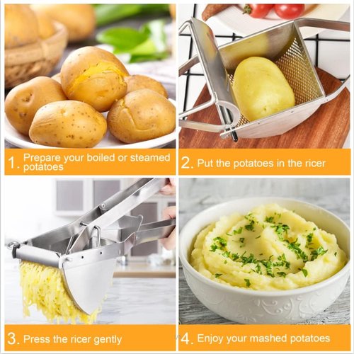 CUGLB Stainless Steel Potato Ricer - Professional Kitchen Tool for Creamy Mashed Vegetables