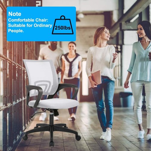 BestOffice Ergonomic Office Chair - Mid-Back Swivel Desk Chair with Breathable Backrest & Lumbar Support - Adjustable Height, White - Pack of 2